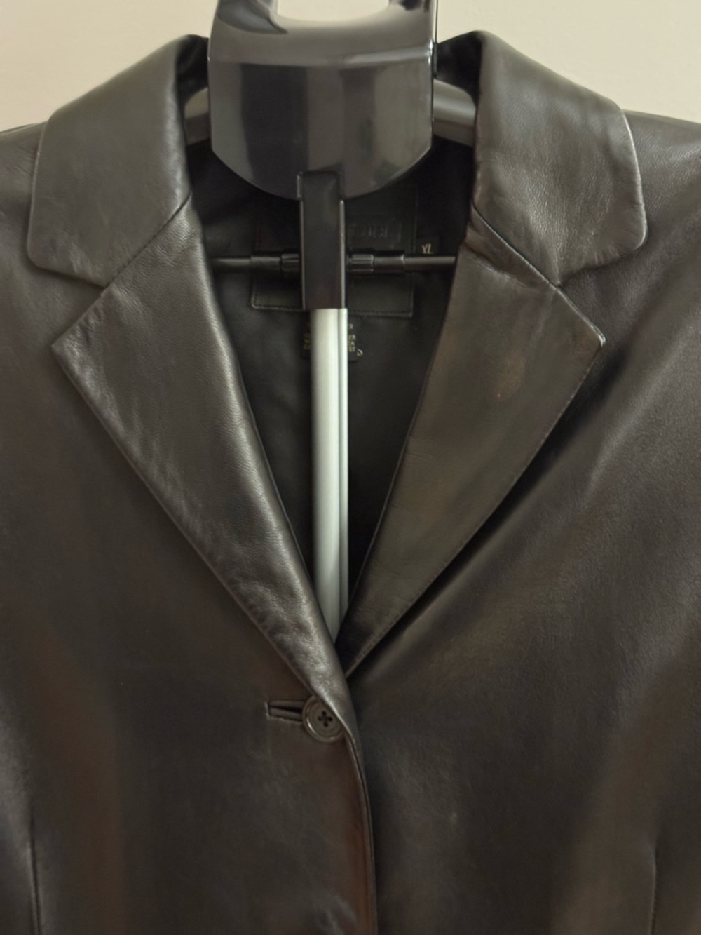Coach Women’s Black 100% Leather Button-Front Blazer Jacket - Size XL - Picture 2 of 12